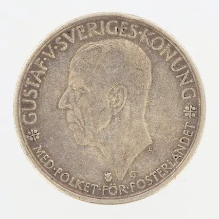 Minnesmynt Gustaf V Sveriges konung - Sveriges riksdag 5kronor 1935, Ø36mm, 900/1000 silver Vikt: 25 g