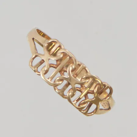 Ring x-länk med stav stl:18¾ bredd 2-7mm 18K 1,2g.