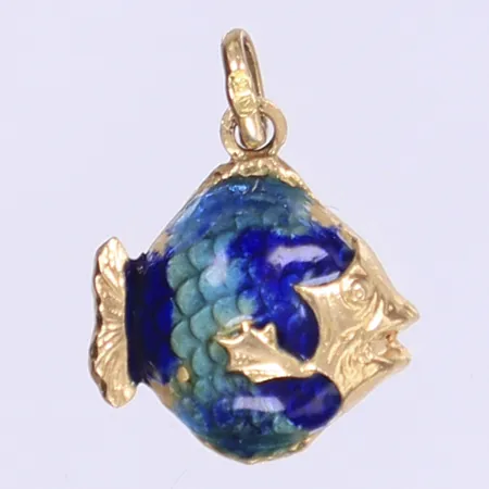 Hänge fisk med emaljdetaljer 17x13mm 18K  Vikt: 1 g
