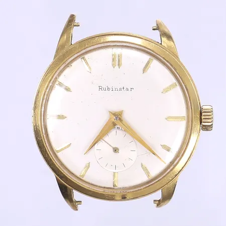 Herrur Rubinstar, Ø34mm, manuell, boettnummer 1608, 18K i boett, defekt boett graverad samt mycket bucklig, böjda bandhorn, 18K Bruttovikt: 25,3g