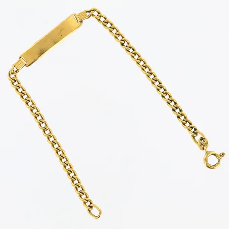 Armband med bricka Pansar längd 16cm bredd 3mm, ihålig, 18K  Vikt: 3,7 g