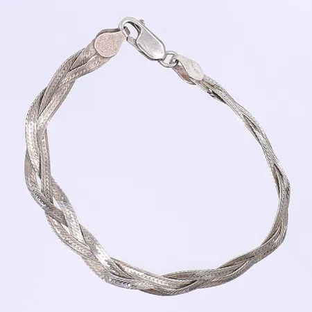 Armband flätad modell 18,5cm bredd 7mm, defekt, silver 925/1000  Vikt: 6,5 g
