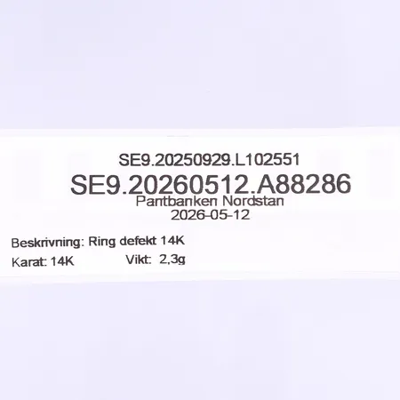 Ring defekt 14K  Vikt: 2,3 g