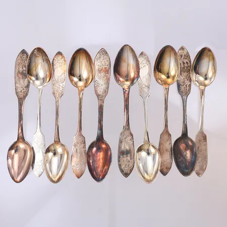 10 kaffeskedar Tornedal 12cm, finska stämplar, silver 830/1000 Vikt: 128,1 g