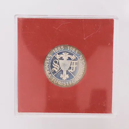 Minnesmynt Svenska Turistföreningen 1885-1985, nominellt värde 100kr, etui, silver 925/1000 Vikt: 9,1 g