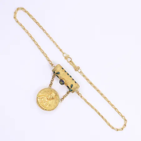 Halscollier med emaljdetaljer 37,5cm bredd 2-51mm 23K  Vikt: 29 g