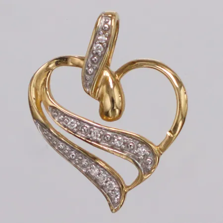 Hänge hjärta diamanter 10 x ca0,005ct Guldfynd längd 20mm, 18K  Vikt: 1,1 g