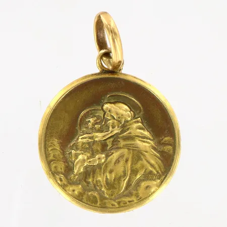 Hänge med gravyr, ca 23mm, 18K Vikt: 1,9 g