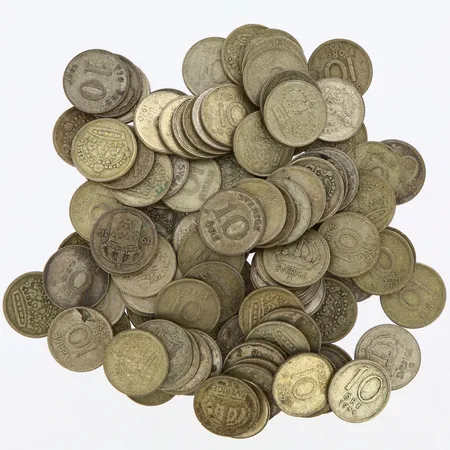 Mynt 110st 10-öringar, Ø15mm, silver 400/1000 Vikt: 157,5 g