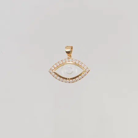 Hänge 17x25mm vit sten 18K 3,2g.