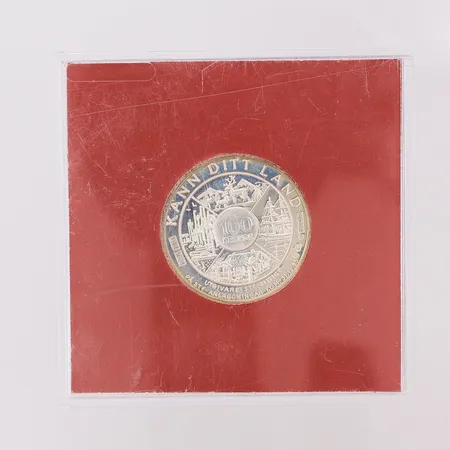 Minnesmynt Svenska Turistföreningen 1885-1985, nominellt värde 100kr, etui, silver 925/1000 Vikt: 9,3 g