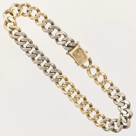 Armband Pansar längd 21cm bredd 8mm tillverkad av Arne Lingfjord år 1988 saknar ena låsåttan tvåfärgad  18K Vikt: 39,4 g