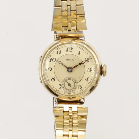 Damur Miba guld manuell Ø24mm länk i gulmetall repor 14K i boett.