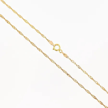 Kedja Singapore längd 60cm, bredd 1,5mm, 14K  Vikt: 3,8 g