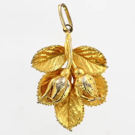 Hänge med dekor, Flora Danica, Danmark, längd: 44mm, bredd: ca31mm, sliten förgyllning, silver 925/1000  Vikt: 8,2 g