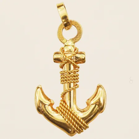 Hänge Ankare längd 30mm, bredd 17mm skev ögla, 18K  Vikt: 2,4 g