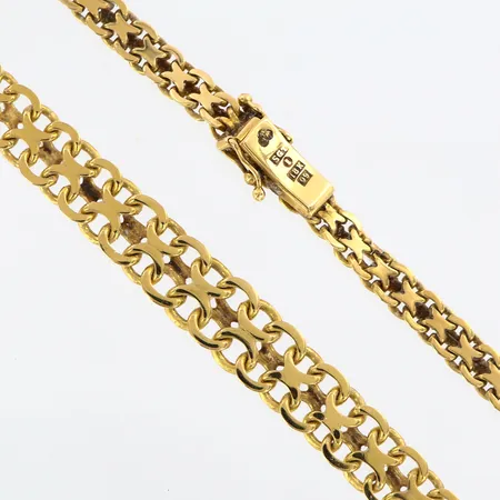 Collier X-länk ca 43cm, doserat, bredd ca 4-8mm, 18K Vikt: 21 g
