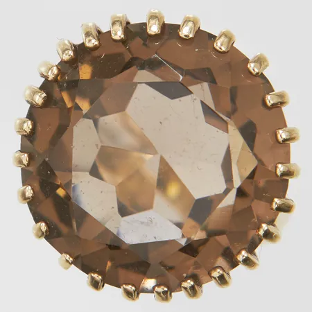 Ring med rökkvarts stl: 16½, bredd: 3-19,7mm, 10K, bruttovikt 9,0g Vikt: 9 g