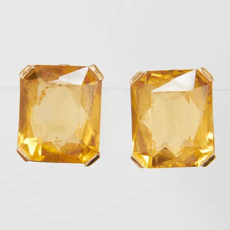 Örhängen med citriner, 12,3x10,5mm, saknar snurrebussar, 18K Vikt: 4,3 g
