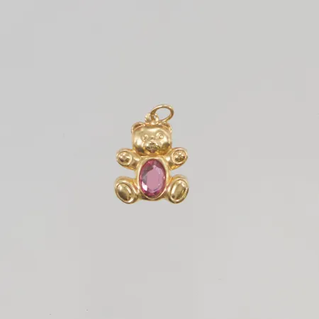 Hänge "nallebjörn" 15mm rosa sten 18K 0,4g.