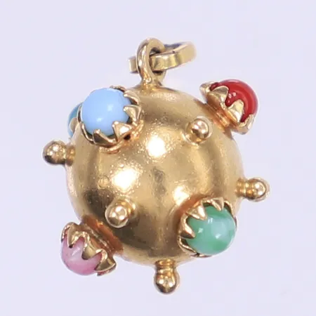 Hänge med färgade stenar 18x13mm 18K  Vikt: 2,5 g