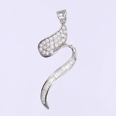 Hänge med vita stenar 43x18mm 18K  Vikt: 2,9 g
