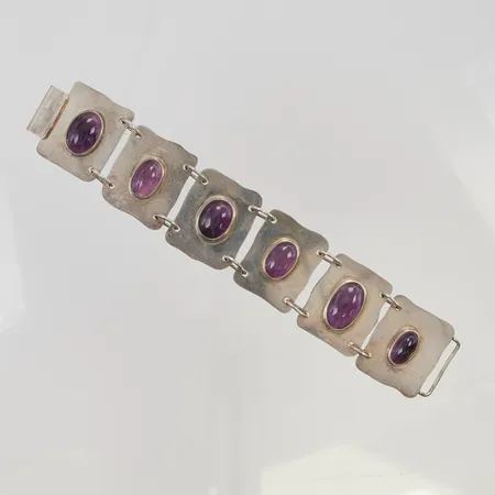 Armband med ametister 18cm bredd 32mm 925/1000 Silver 70,3g.