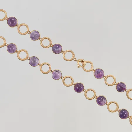 Collier med ametister 39cm bredd 9-10mm 18K 26,5g.