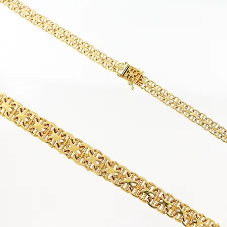 Collier doserad X-länk med stav längd 42cm, bredd 5,5-10mm, 18K  Vikt: 30 g