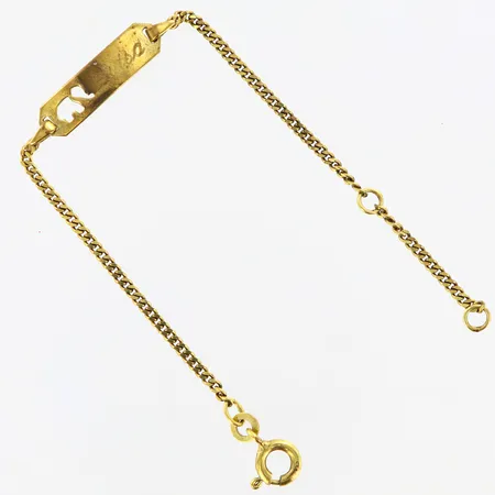 Armband med bricka, pansar, elefantdekor, längd: 11,5-14cm bredd:1,5-5mm, gravyr, 8K Vikt: 1,7 g