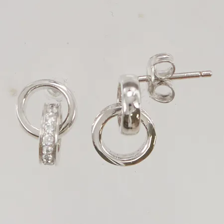 Ett par örhängen med vita stenar 10mm 925/1000 silver Vikt: 2,4 g