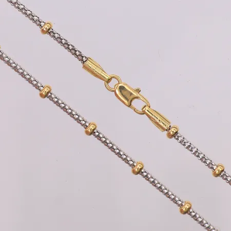 Kedja med kulor längd 42,5cm bredd 1,5-3mm, tvåfärgad, 18K Vikt: 6,8 g