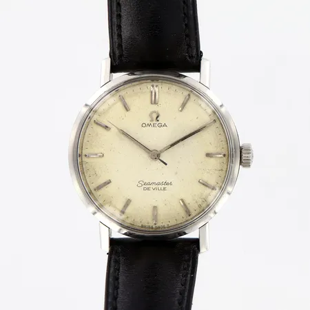 herrur Omega Seamaster de Ville, Ø35mm, stål med läderband, originalspänne, originalkrona