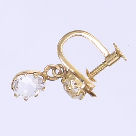 Udda örhänge med vita glasstenar 18K Bruttovikt: 1,1g Vikt: 1,1 g