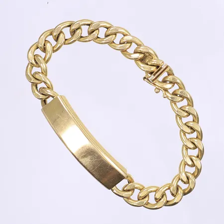 Armband pansarlänk med platta 20cm bredd 11mm, kistlås, ihålig 18K  Vikt: 22,6 g