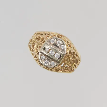 Ring stl:15¼ bredd 13mm vita stenar, 18K 5,0g.