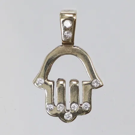 Hänge med vita stenar, 22x13mm, 14K Vikt: 2,3 g