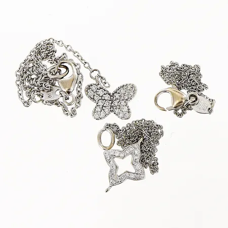 2 armband med diamanter 46 x ca 0,005ct vitguld, defekt, 18K Vikt: 4,5 g
