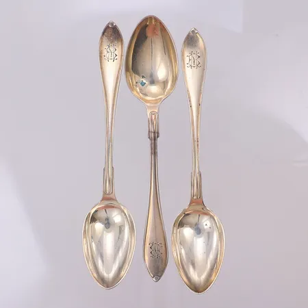 3 Kaffeskedar, gravyr, silver 830/1000 Vikt: 39,7 g