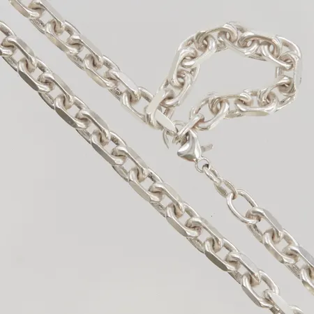 Kedja ankar 50cm bredd 5,2mm defekt lås 925/1000 Silver 40,1g.