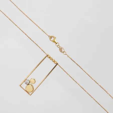 Collier Ankarkedja med integrerat hänge, längd: 44cm, bredd: 1mm, hänge: 35,2x12,7mm, vit sten, 18K Vikt: 6,1 g