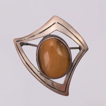 Brosch tigeröga 38mm, Janson Guldvaru AB Victor 1961, silver 830/1000 Vikt: 6,5 g