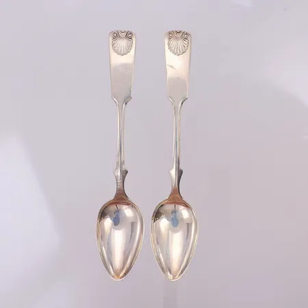 2 Kaffeskedar modell Snäck 11,5cm, finska stämplar, silver 813/1000 Vikt: 14,7 g