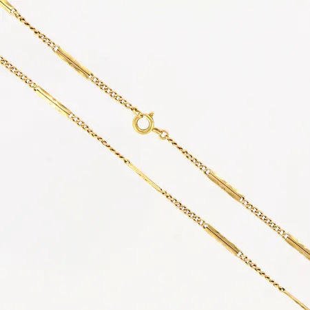 Kedja längd 84,5cm, lås defekt, bredd: 2mm, 18K Vikt: 12,9 g