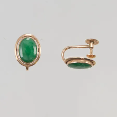 Örhängen 16mm gröna stenar, skruvlås, 14K 4,1g.