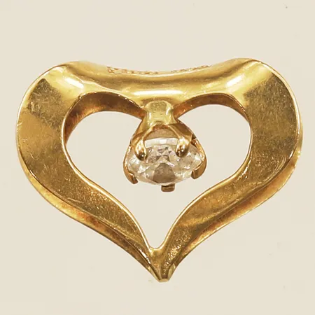 Hänge hjärta med vit sten, längd 9mm bredd 11,5mm, 18K  Vikt: 0,3 g