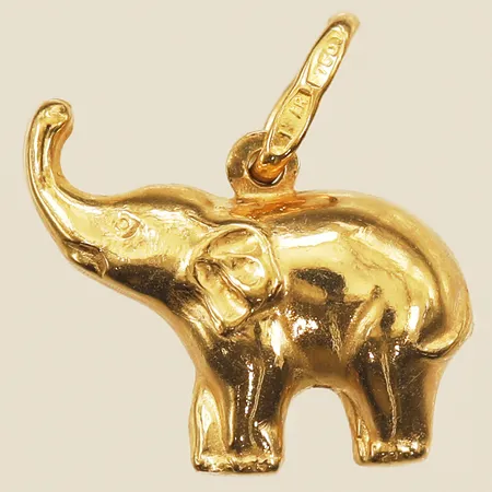 Hänge Elefant längd 12mm, bredd 15mm, 18K  Vikt: 1,1 g