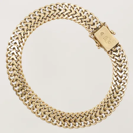 Armband Fiskbenslänk, längd 19cm, bredd 9mm, 18K  Vikt: 21,7 g