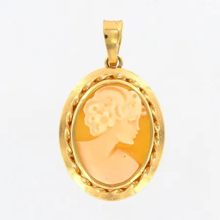 Hänge camé, längd 26mm, bredd 16mm, 18K  Vikt: 1,8 g
