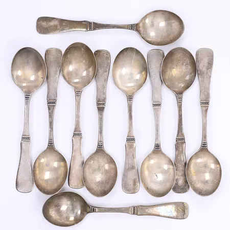 10 Teskedar 11cm, gravyr, silver 830/1000  Vikt: 131,6 g